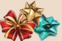Gold, Red, & Blue Giftwrap  Bows